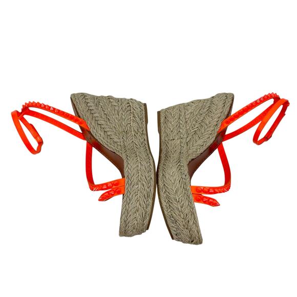 Christian Louboutin Mafaldina Zeppa 120 Wedge Sandal Orange Size 40 - Picture 8 of 15